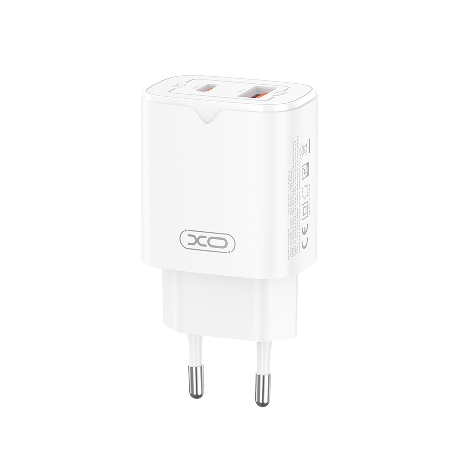 Мережевий зарядний пристрій XO L130 (1USB-С, 1USB, 3А) PD, QC 3.0 White (L130.white)