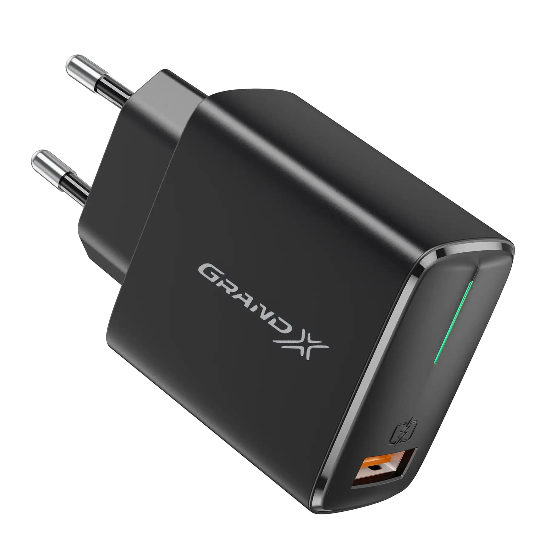 Мережевий зарядний пристрій Grand-X Quick Charge 3.0 (1xUSB 1.5-3A) Black (CH-550B)