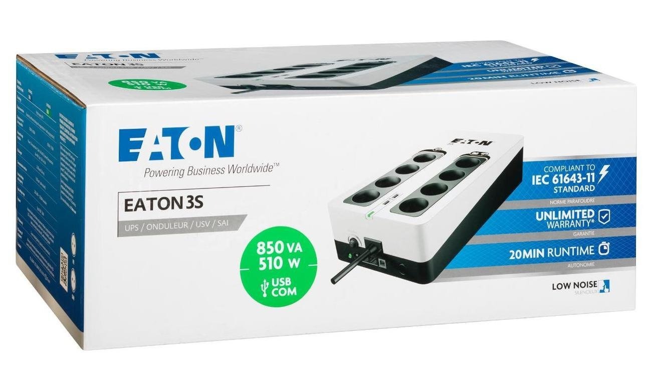 Джерело безперебійного живлення Eaton 3S Gen2, 850VA/510W (3S850D)