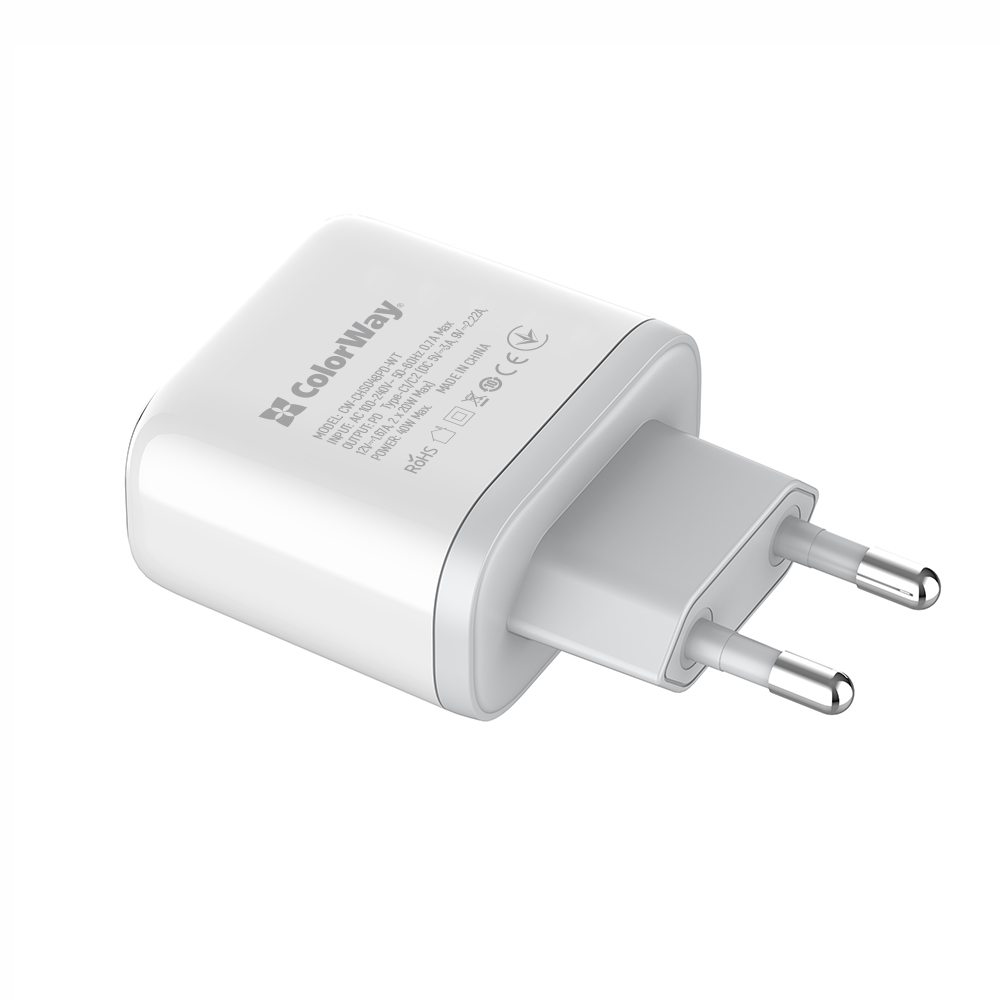 Мережевий зарядний пристрій ColorWay CW-CHS048PD 40W Power Delivery Білий