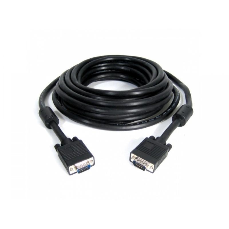 Кабель Cablexpert VGA - VGA (M/M), HD15, з 2-ма фер. кільцями, чорний, 20 м (CC-PPVGA-20M-B) пакет