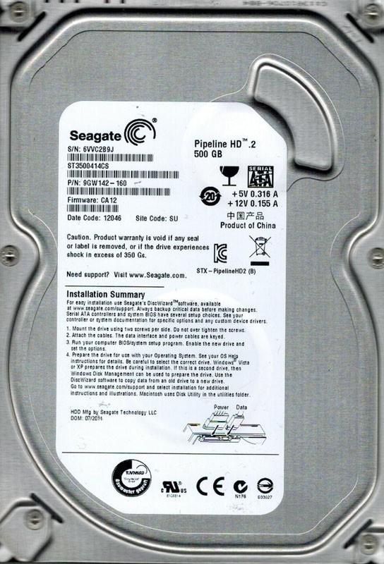 Накопичувач HDD SATA  500GB Seagate Pipeline HD 5900rpm 16MB (ST3500414CS) Ref