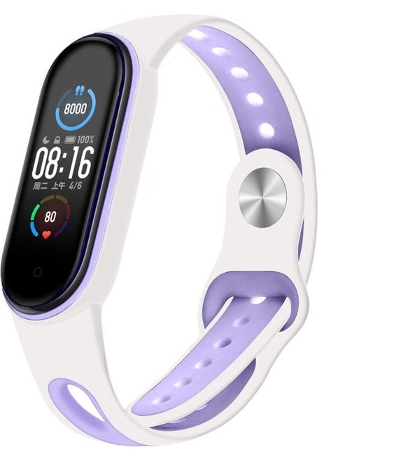 Ремінець BeCover Sport Style для Xiaomi Mi Smart Band 5/Mi Smart Band 6/Mi Smart Band 7 White-Purple (705175)