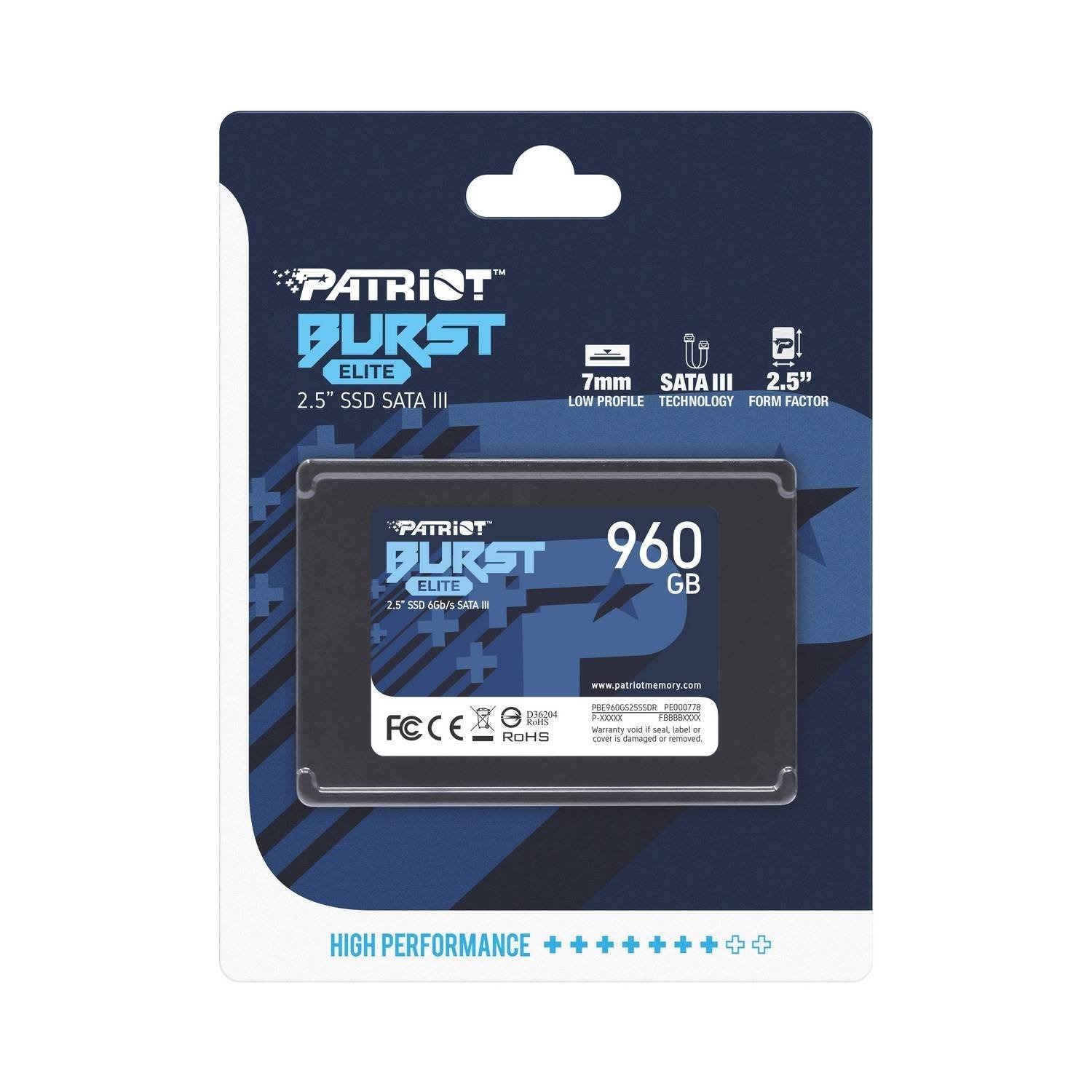 Накопичувач SSD  960GB Patriot Burst Elite 2.5" SATAIII TLC (PBE960GS25SSDR)