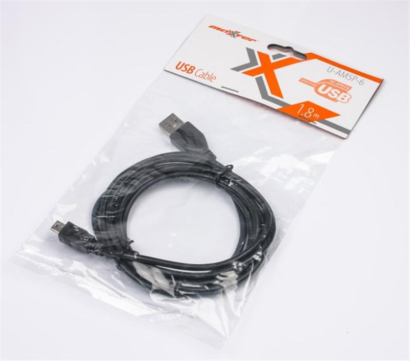 Кабель Maxxter (U-AM5P-6) USB 2.0 AM - Mini USB B, 1.8м