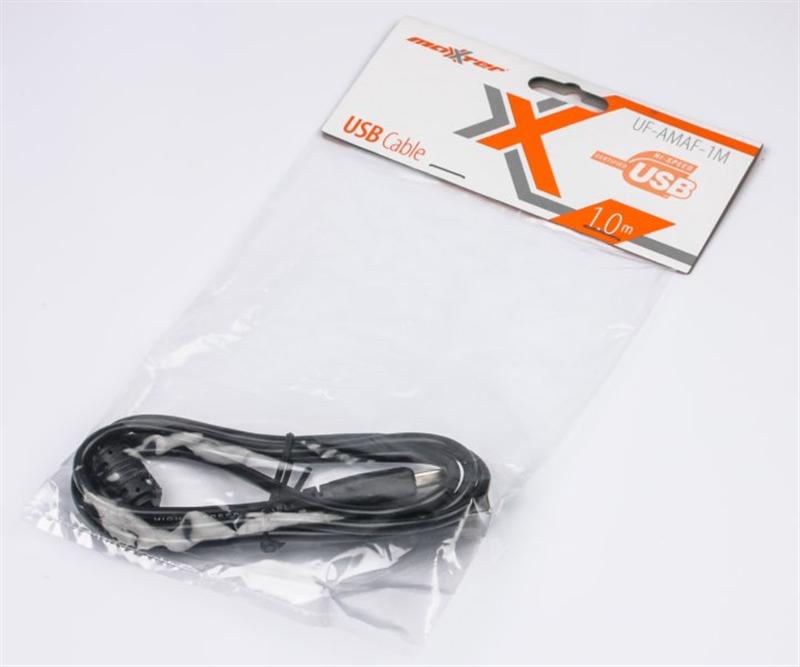 Кабель Maxxter (UF-AMAF-1M) USB 2.0 AM - USB 2.0 AF, 1м, феритовий фільтр