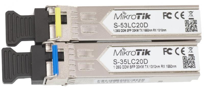 Модуль SFP MikroTik S-3553LC20D пара (1.25G Single Mode, LC, до 20км, підтримує DDM)