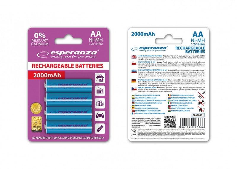 Акумулятор Esperanza Ni-MH AA/HR06 2000 mAh BL 4шт Blue
