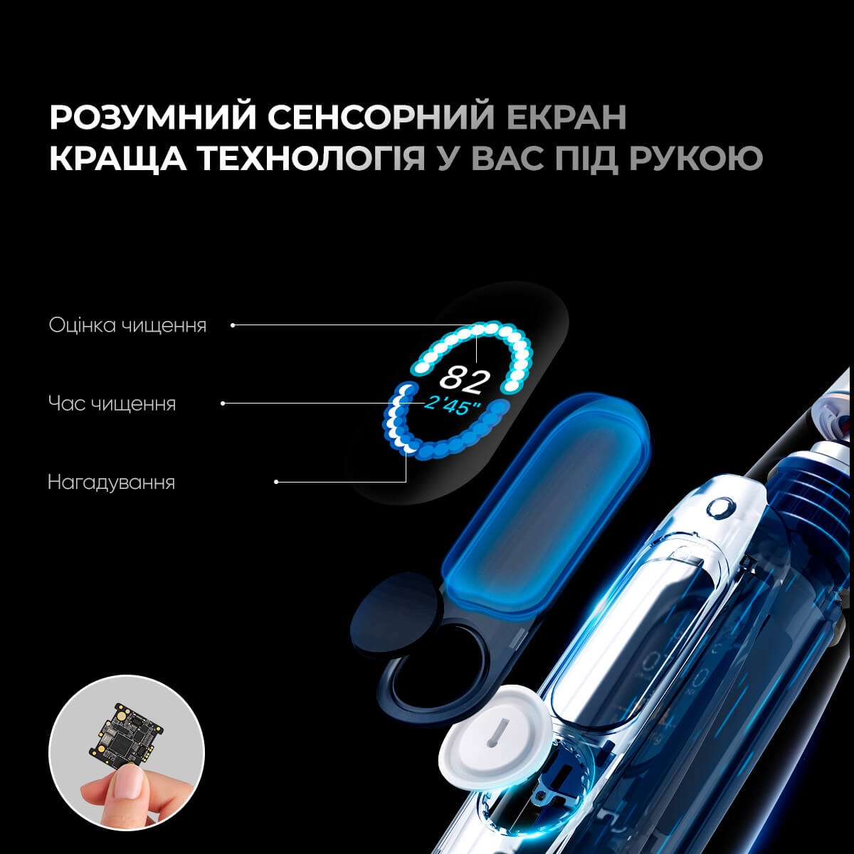 Розумна зубна електрощітка Oclean X Pro Elite Grey (OLED) (Міжнародна версія) (6970810551815)