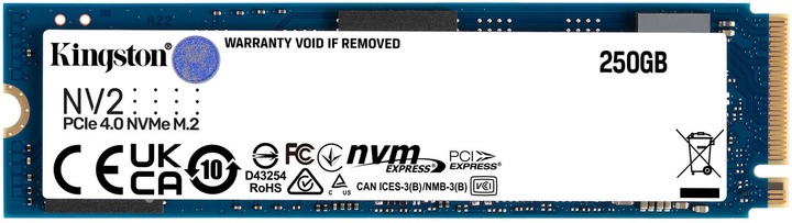 Накопичувач SSD  250GB M.2 NVMe Kingston NV2 M.2 2280 PCIe Gen4.0 x4 (SNV2S/250G)