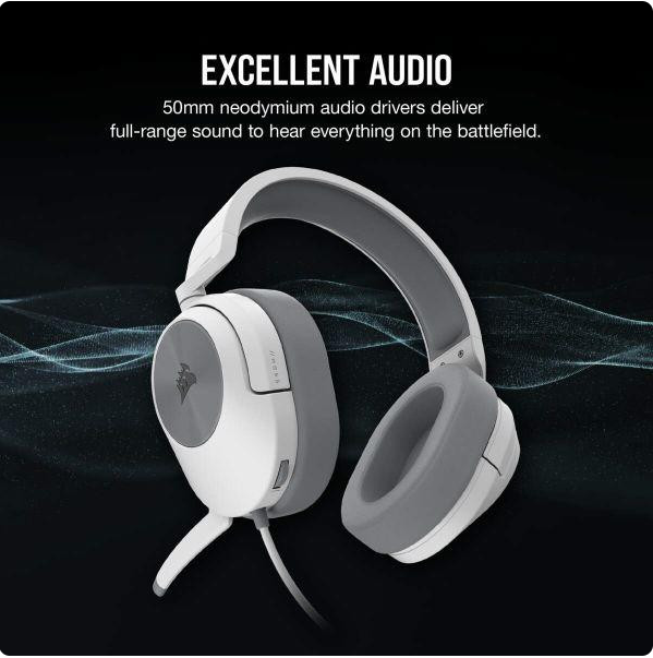 Гарнiтура Corsair HS55 Stereo Headset White (CA-9011261-EU)