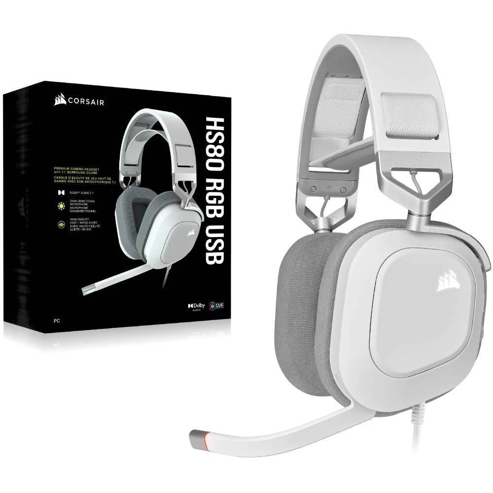 Гарнiтура Corsair HS80 RGB USB Headset White (CA-9011238-EU)