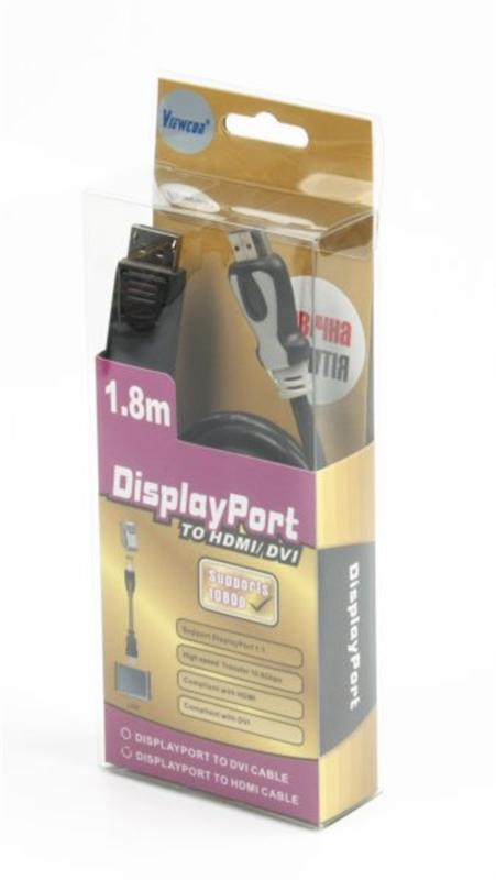 Кабель Viewcon (VD119) DisplayPort-HDMI, М/М, 1.8м