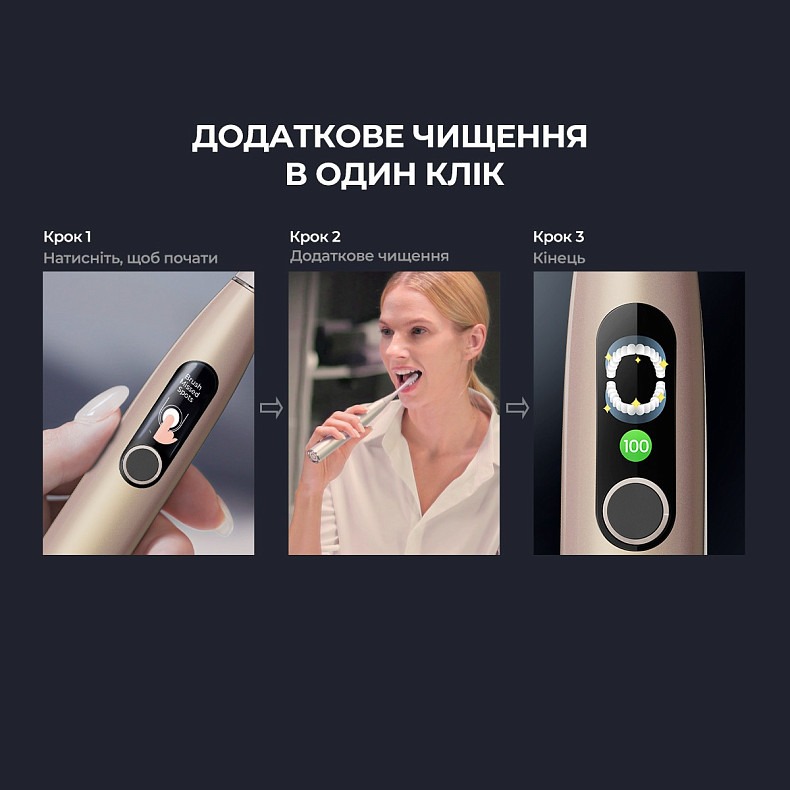 Розумна зубна електрощітка Oclean X Pro Digital Electric Toothbrush Champagne Gold (6970810552553)