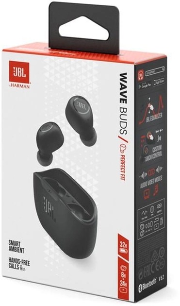 Bluetooth-гарнітура JBL Wave Buds Black (JBLWBUDSBLK)