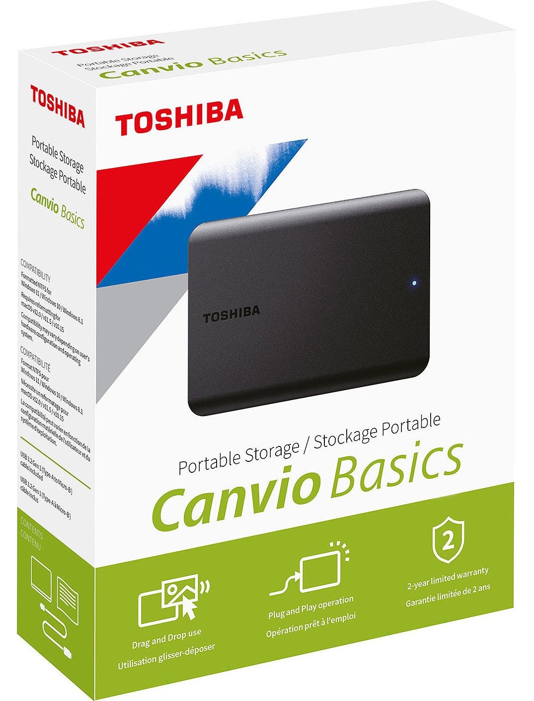 Зовнішній жорсткий диск 2.5" USB 2.0TB Toshiba Canvio Basics Black (HDTB520EK3AA)