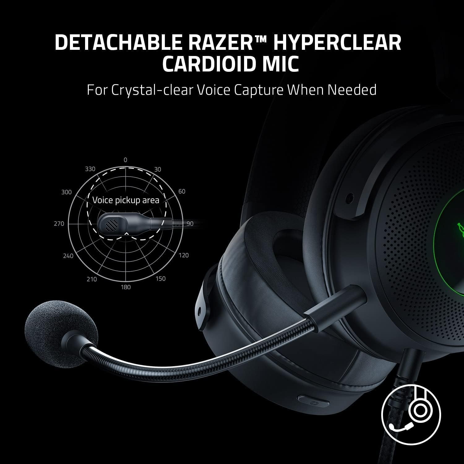 Гарнiтура Razer Kraken V3 Hypersence Black (RZ04-03770100-R3M1)