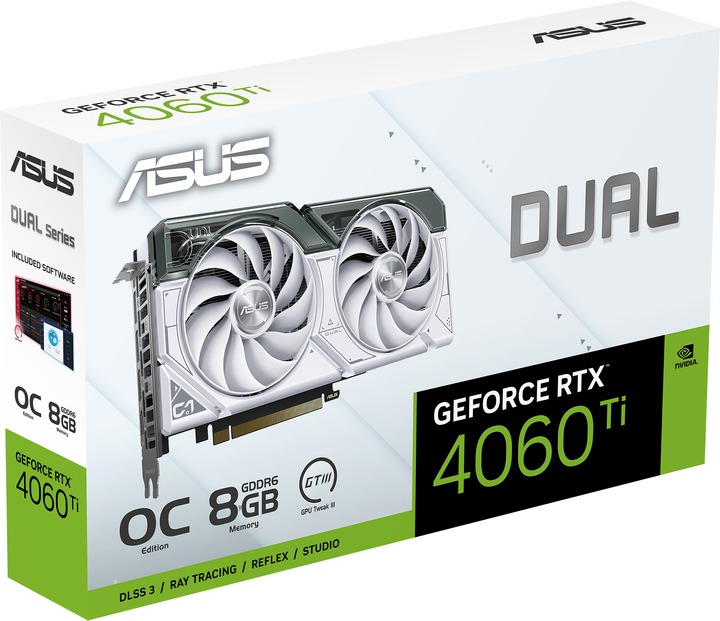 Відеокарта GF RTX 4060 Ti  8GB GDDR6 Dual OC White Asus (DUAL-RTX4060TI-O8G-WHITE)