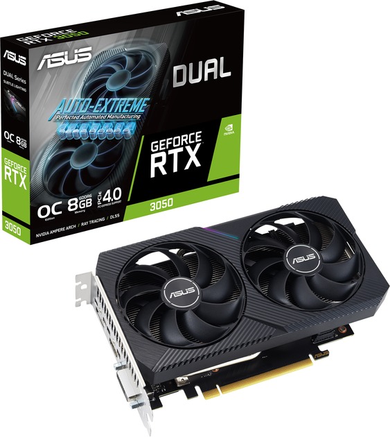 Відеокарта GF RTX 3050 8GB GDDR6 Dual OC V2 Asus (DUAL-RTX3050-O8G-V2)