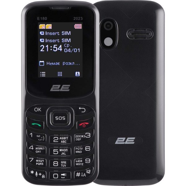 Мобiльний телефон 2E E180 2023 Dual Sim Black (688130251044)