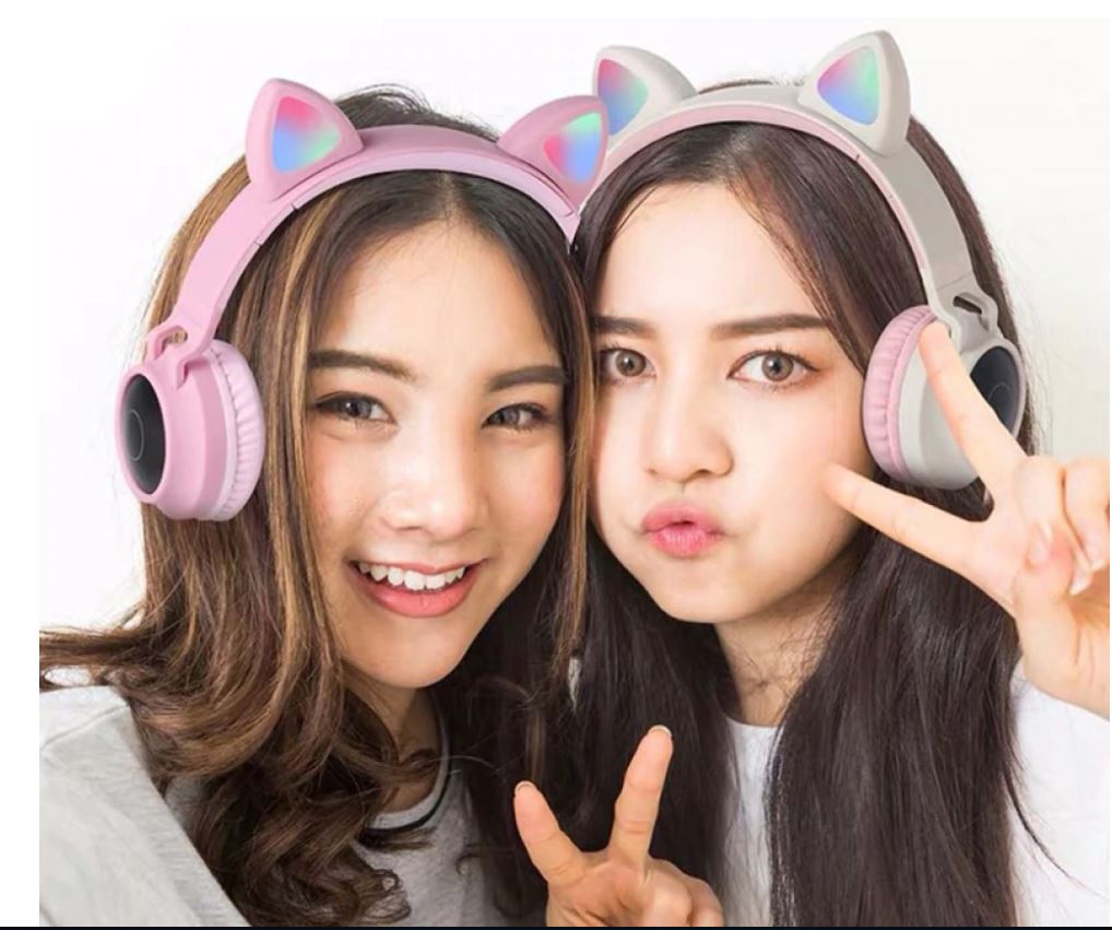 Bluetooth-гарнітура Hoco W27 Cat Ear Grey/Pink (W27GP)