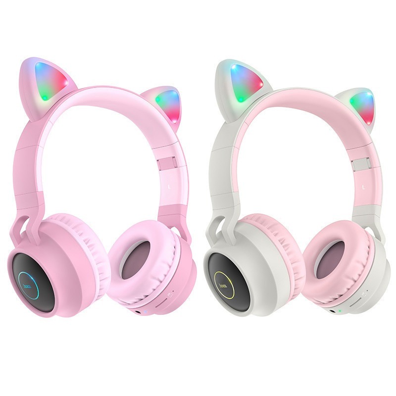 Bluetooth-гарнітура Hoco W27 Cat Ear Grey/Pink (W27GP)