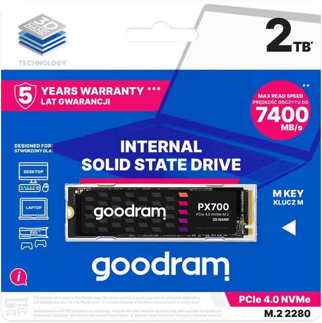 Накопитель SSD 4TB Goodram PX700 M.2 2280 PCIe 4.0 x4 NVMe 3D NAND (SSDPR-PX700-04T-80) Накопитель SSD 4TB Goodram PX700 M.2 2280 PCIe 4.0 x4 NVMe 3D NAND (SSDPR-PX700-04T-80)