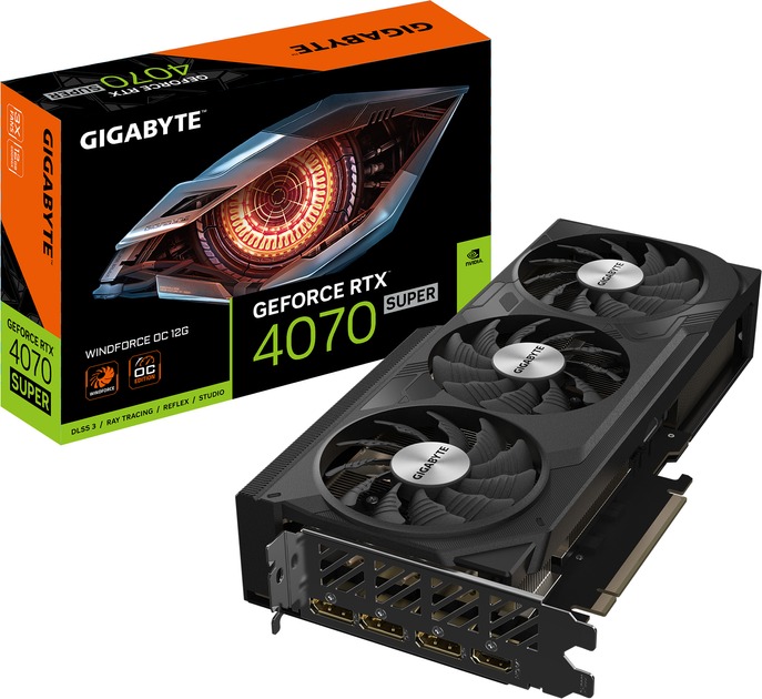 Відеокарта GF RTX 4070 Super 12GB GDDR6X Windforce OC Gigabyte (GV-N407SWF3OC-12GD)