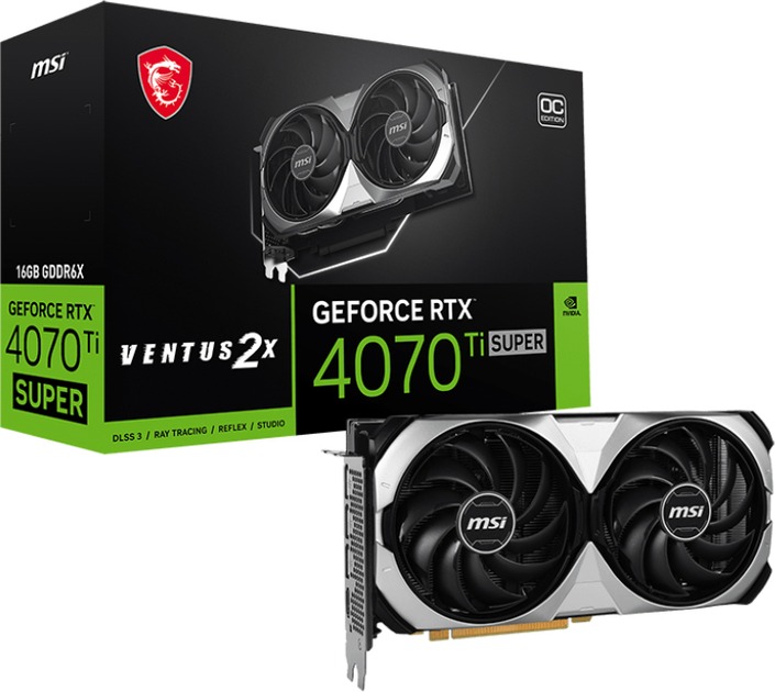 Відеокарта GF RTX 4070 Ti Super 16GB GDDR6X Ventus 2X OC MSI (GeForce RTX 4070 Ti SUPER 16G VENTUS 2X OC)