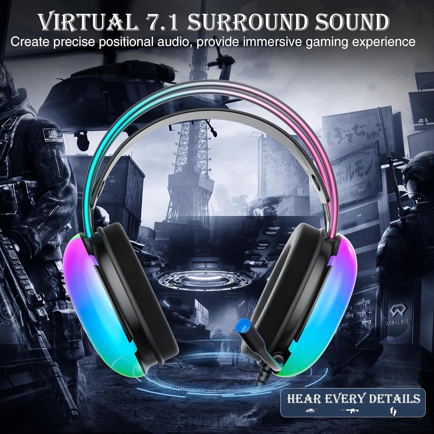 Гарнiтура Aula S505 RGB Transparent Gaming Headset Black (6948391235479)