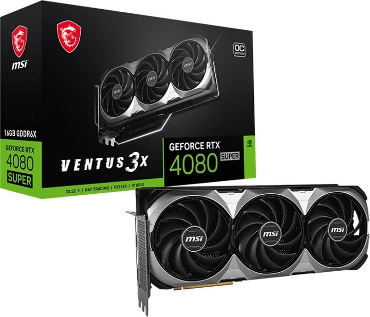 Відеокарта GF RTX 4080 Super 16GB GDDR6X Ventus 3X MSI (GeForce RTX 4080 SUPER 16G VENTUS 3X OC)