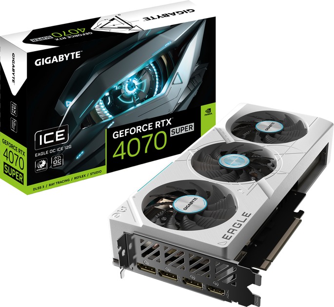 Відеокарта GF RTX 4070 Super 12GB GDDR6X Eagle OC Ice Gigabyte (GV-N407SEAGLEOC ICE-12GD)