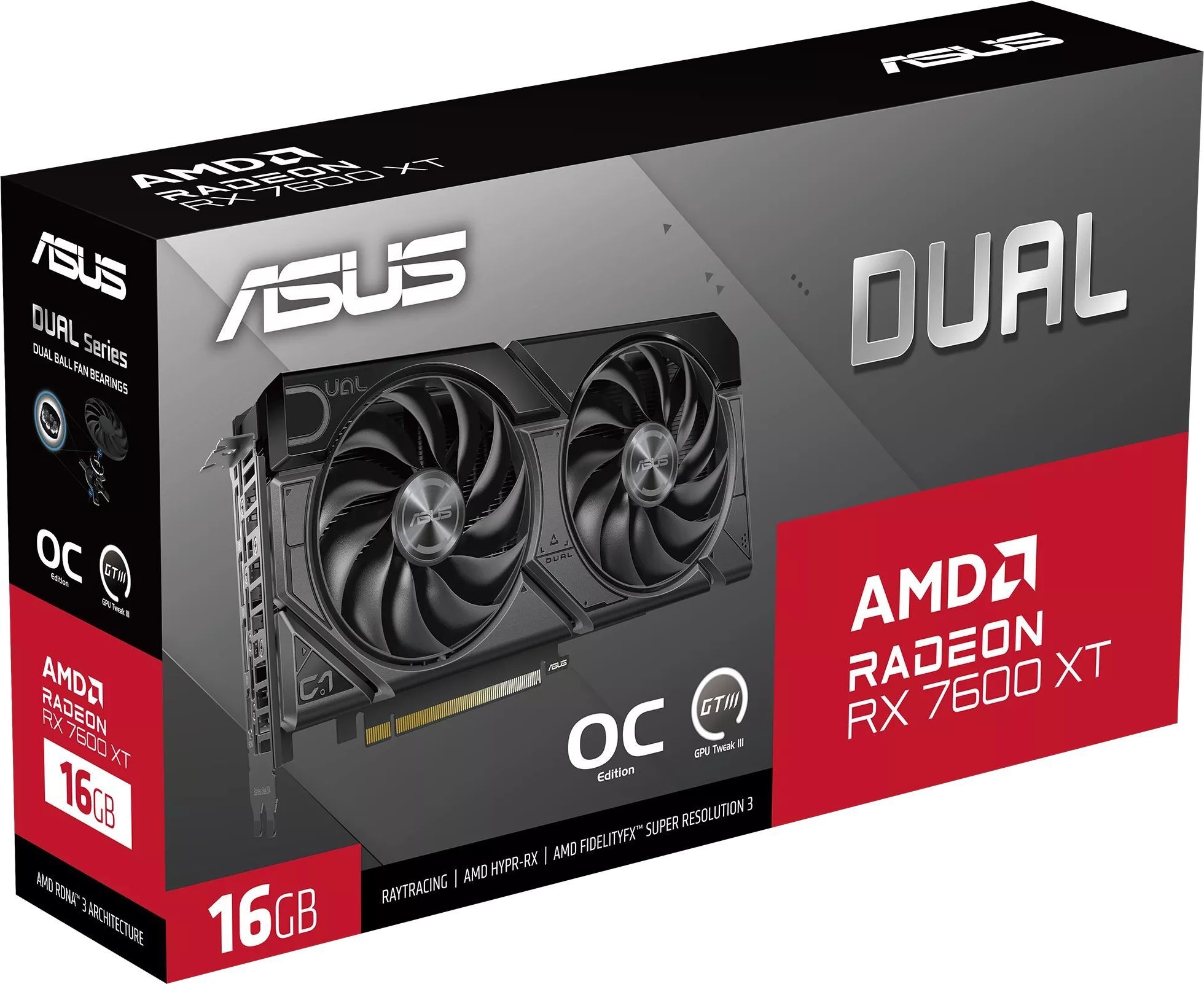 Відеокарта AMD Radeon RX 7600 XT 16GB GDDR6 Dual OC Asus (DUAL-RX7600XT-O16G)