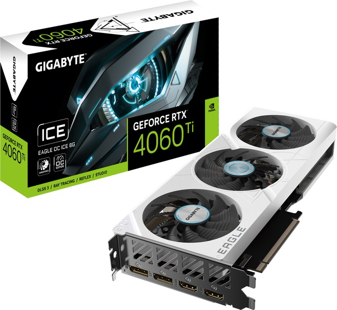 Відеокарта GF RTX 4060 Ti  8GB GDDR6 Eagle OC Ice Gigabyte (GV-N406TEAGLE OC ICE-8GD)