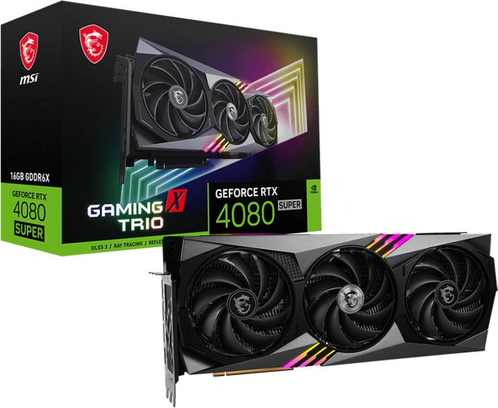 Відеокарта GF RTX 4080 Super 16GB GDDR6X Gaming X Trio MSI (GeForce RTX 4080 SUPER 16G GAMING X TRIO)