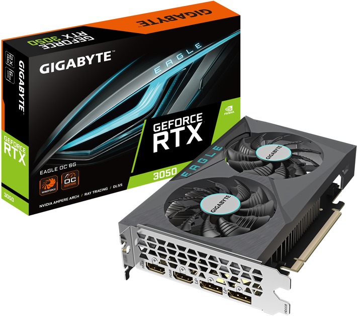 Відеокарта GF RTX 3050 6GB GDDR6 WindForce OC Gigabyte (GV-N3050WF2OC-6GD)