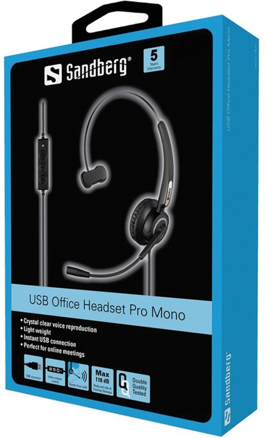 Гарнитура Sandberg USB Office Headset Pro Mono Black (126-14) Гарнитура Sandberg USB Office Headset Pro Mono Black (126-14)