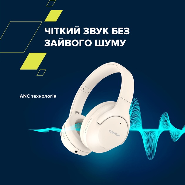 Bluetooth-гарнітура Canyon OnRiff 10 ANC Beige (CNS-CBTHS10BG)