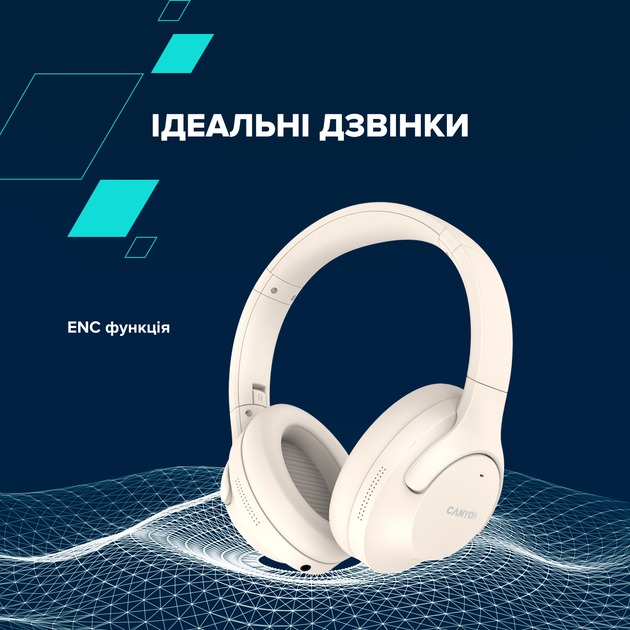 Bluetooth-гарнітура Canyon OnRiff 10 ANC Beige (CNS-CBTHS10BG)