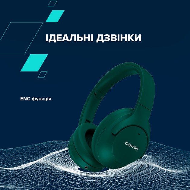 Bluetooth-гарнітура Canyon OnRiff 10 ANC Green (CNS-CBTHS10GN)