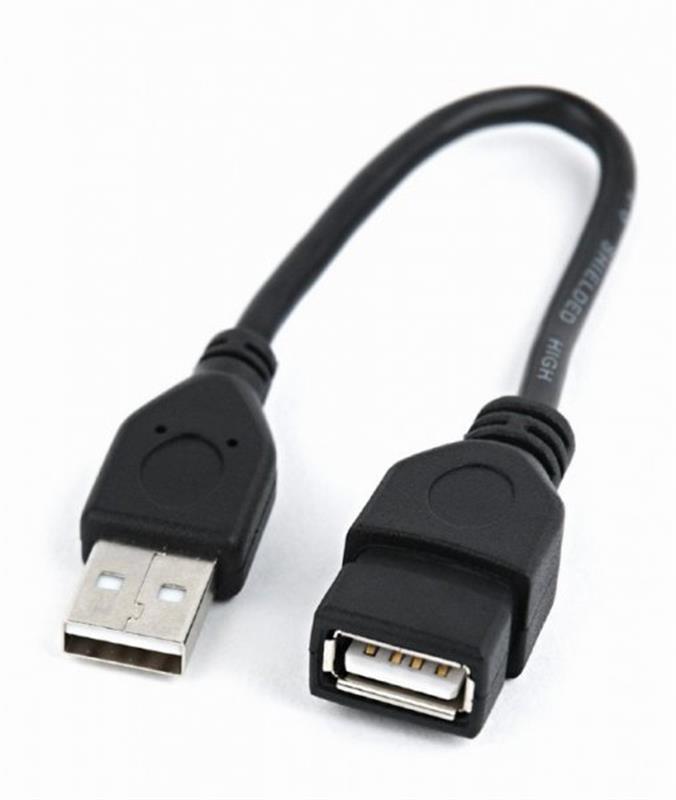 Кабель Cablexpert (CCP-USB2-AMAF-0.15M) USB2.0(М) - USB2.0(F), Premium, чорний, 0.15м