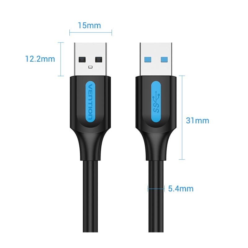 Кабель Vention USB - USB V 3.0 (M/M), 0.5 м , Black (CONBD)