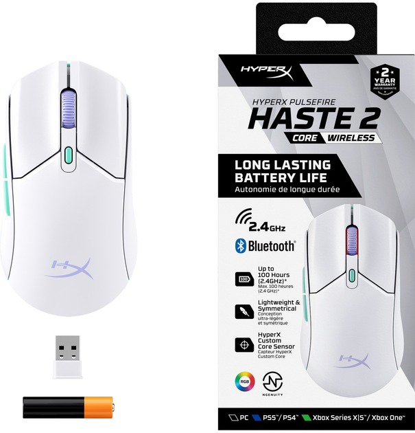 Миша бездротова HyperX Pulsefire Haste 2 Core Wireless White (8R2E7AA)