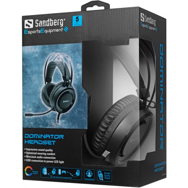 Гарнітура Sandberg Dominator Headset RGB Black (126-22)