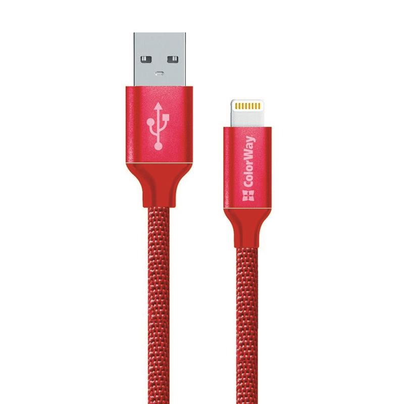 Кабель ColorWay USB - Lightning (M/M), 1 м, Red (CW-CBUL004-RD)