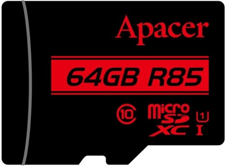 Карта пам`ятi MicroSDHXC 64GB UHS-I Class 10 Apacer + SD adapter (AP64GMCSX10U5-R)