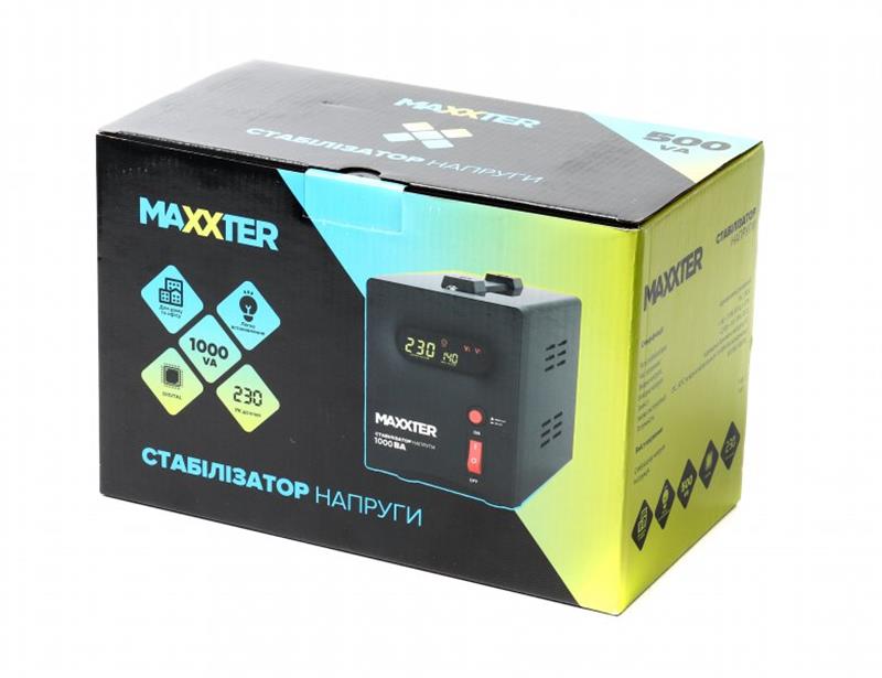 Стабілізатор Maxxter MX-AVR-S1000-01 1000VA Стабілізатор Maxxter MX-AVR-S1000-01 1000VA