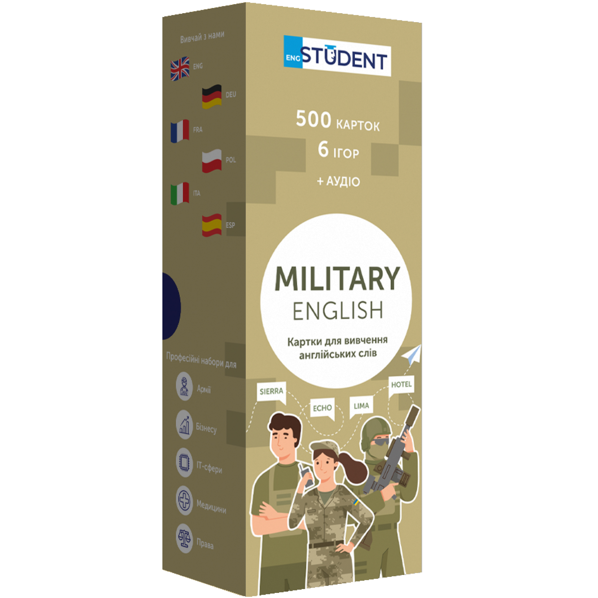 Картки для вивчення англійської мови English Student. Military English (500 карток)