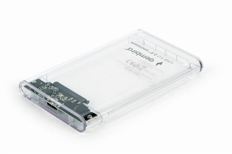 Зовнішня кишеня Gembird для підключення SATA HDD 2.5", USB 3.0, пластик, Transparent (EE2-U3S9-6)