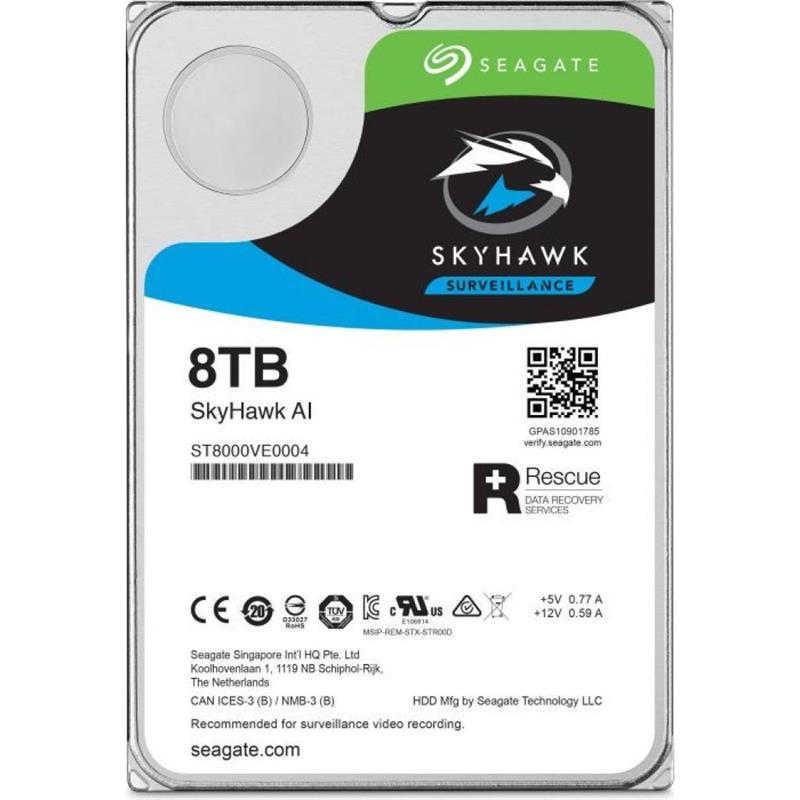 Накопичувач HDD SATA 8.0TB Seagate SkyHawk AI Surveillance 7200rpm 256MB (ST8000VE001)